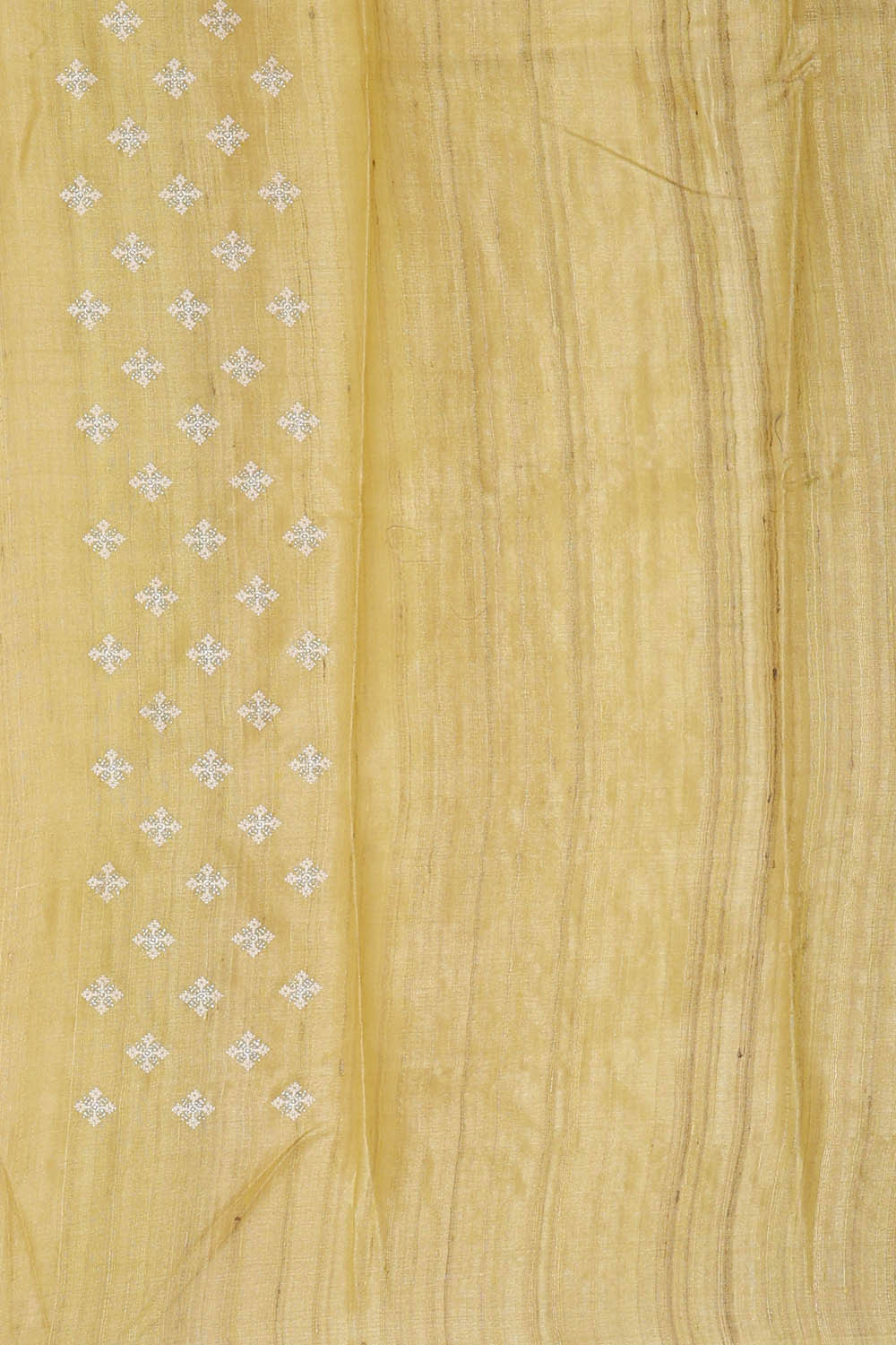 Image of Tussar Silk Yellow Embroidered Saree